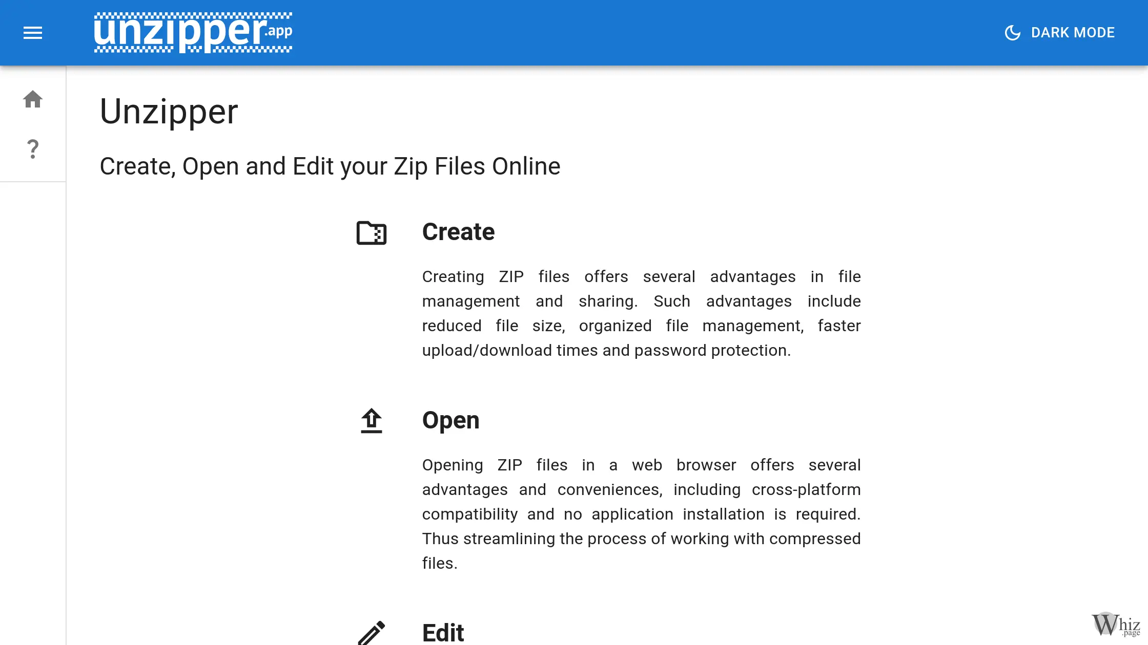 Unzipper.app Homepage