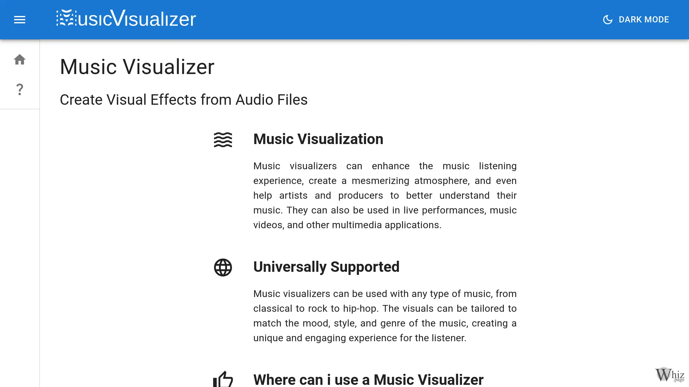 MusicVisualizer.app Homepage